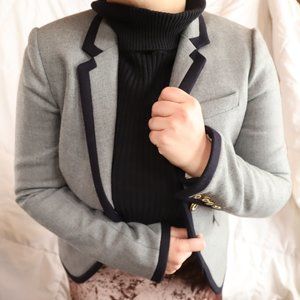 J. Crew School Boy Blazer Wool Herringbone Grey